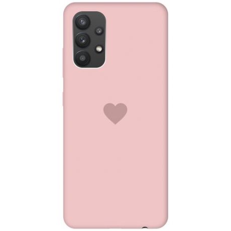 Силиконовая чехол-накладка Silky Touch для Samsung Galaxy A32 с принтом "Heart" розовая