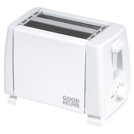 Электрический тостер GoodHelper ET-110 со съемными пластинами для выжигания картинок на тостах, мощность 700 Вт, белый