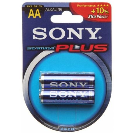 Батарейка SONY STAMINA PLUS Alkaline, 1.5 В, LR6 BL2