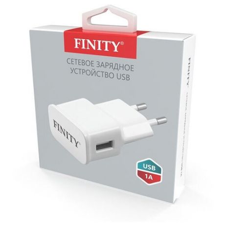 Блок питания USB (сзу) FINITY Zeon, FTS100, 1xUSB, 1A, цвет: белый