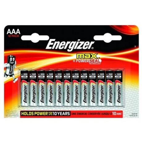 Батарейка AAA щелочная Energizer LR03-12BL MAX в блистере 12шт.