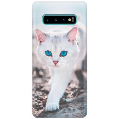 Силиконовый чехол на Samsung Galaxy S10+ / Самсунг С10 Плюс с принтом "Голубоглазый кот"