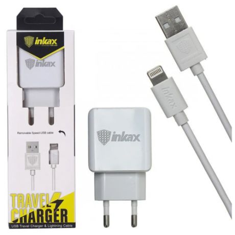 Сетевое зарядное устройство inkax CD-01-IP на 2 USB разъема 2.4 А, с кабелем lightning
