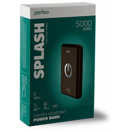 Внешний аккумулятор Perfeo 5000 mah + Micro usb /In Micro usb /Out USB 1 А, 2.1A/ белый
