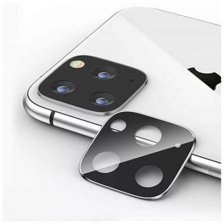 Защитное стекло на камеру для iP 11 Pro/11 Pro Max 3D с металлической рамкой серебро HOCO A18