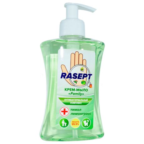 RASEPT Крем-мыло жидкое Family с антибактериальным комплексом Тимол и Экстракт лемонграсса, 250 мл