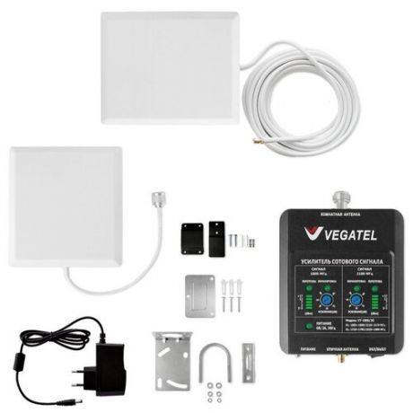 Двухдиапазонный комплект VEGATEL VT-900E/3G (LED) с антеннами. Усилитель сотовой связи 2G и интернета 3G 4G
