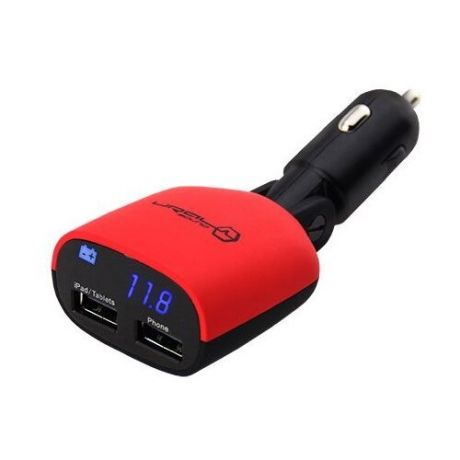 Автомобильное зарядное устройство Урал USB VOLTMETER CHARGE, красный/черный