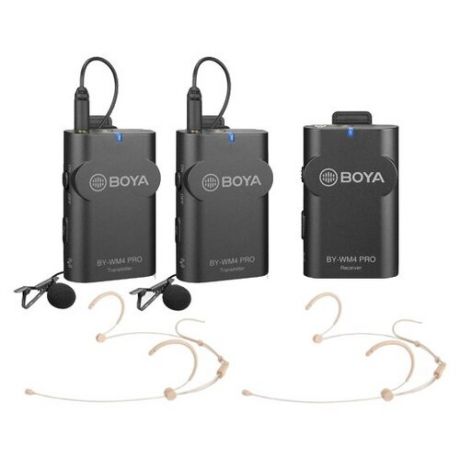 Беспроводной микрофон Boya BY-WM4/HS32 PRO-K2 для смартфонов и камер с петличным и головным микрофоном