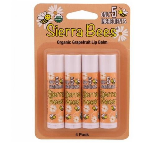 Sierra Bees Бальзам для губ Грейпфрут 4 шт.