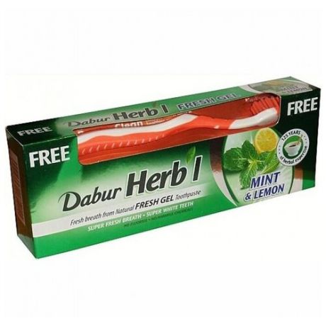 Зубная паста + щетка Dabur Herb’l Мята и лимон