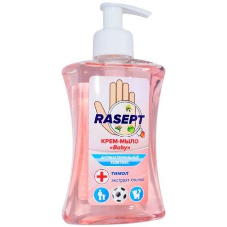 RASEPT Крем-мыло жидкое Baby с антибактериальным комплексом Тимол и Экстракт хлопка, 250 мл