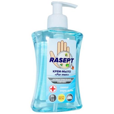 RASEPT Крем-мыло жидкое For men с антибактериальным комплексом Тимол и Экстракт коры дуба, 250 мл