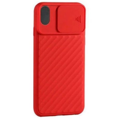 Чехол силиконовый для iPhone X / XS со шторкой для камеры красный