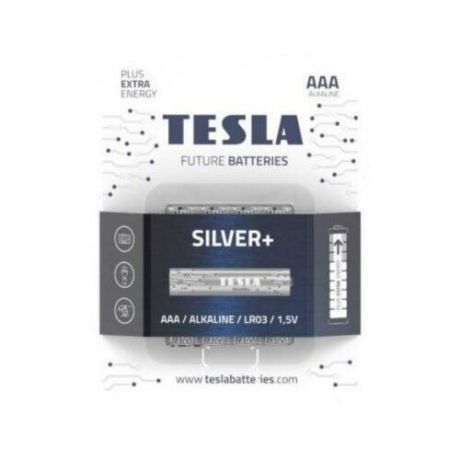 Tesla Батарейки Tesla SILVER AAA+4ks Alkaline AAA (LR03, микропальчиковая, блистер) блистер /4