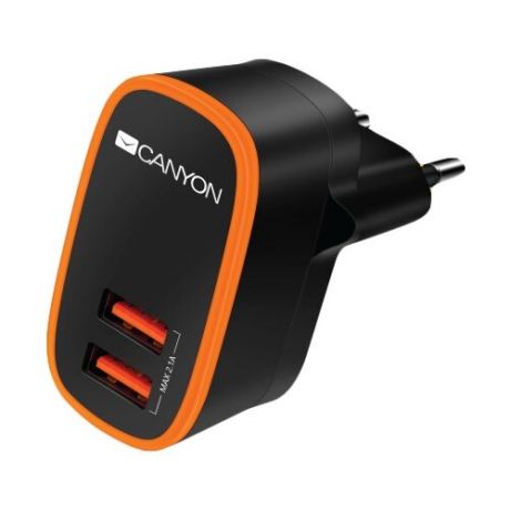 Сетевое зарядное устройство Canyon CNE-CHA02, черный/оранжевый