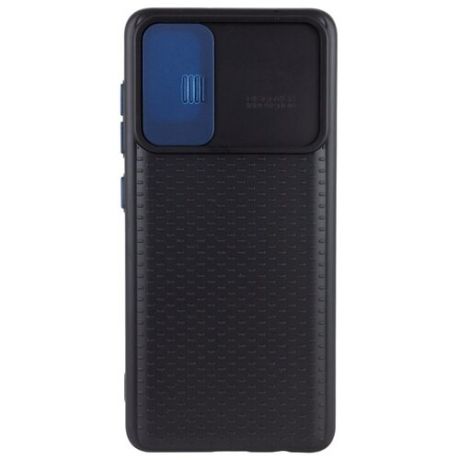 Чехол силиконовый для Samsung Galaxy A71 с защитой для камеры черный с синим