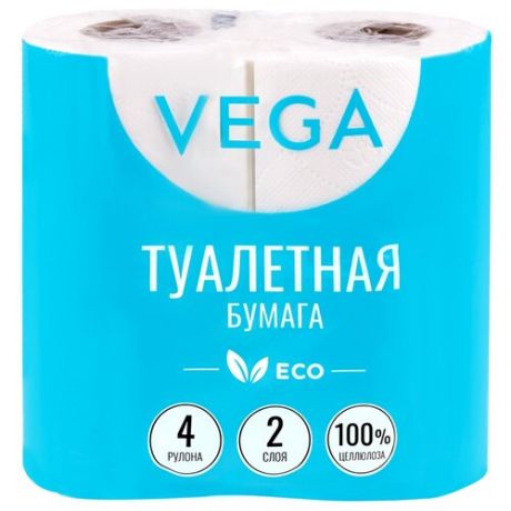 Туалетная бумага VEGA белая двухслойная (315618) 4 рул.