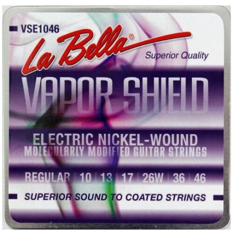 Комплект струн для электрогитары c покрытием 10-46, La Bella Vapor Shield Regular