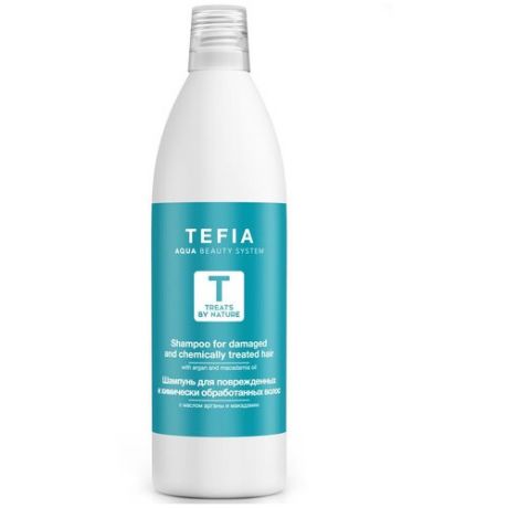 Tefia шампунь Treats by Nature для поврежденных и химически обработанных волос с маслом арганы и макадамии, 1000 мл