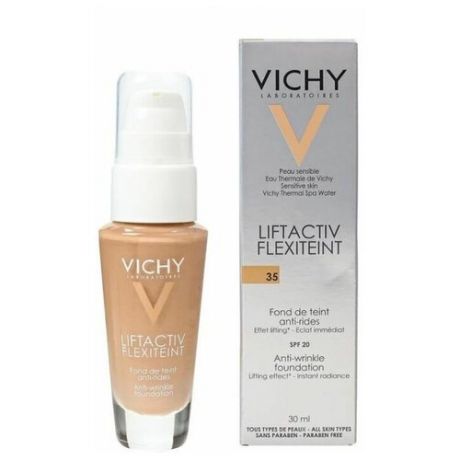 Vichy Тональный крем Liftactiv Flexiteint, SPF 20, 30 мл, оттенок: 35 Sand