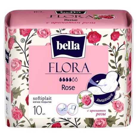 Bella прокладки Flora Rose, 4 капли, 10 шт.