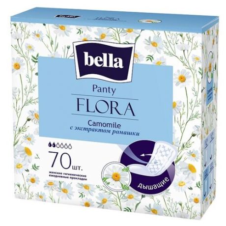 Bella прокладки ежедневные Panty Flora Camomile, 2 капли, 70 шт.