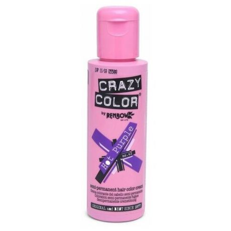 Краситель прямого действия Crazy Color Semi-Permanent Hair Color Cream Hot Purple 62, 100 мл