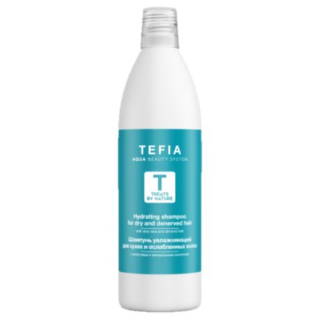 Tefia шампунь Treats By Nature увлажняющий для сухих и ослабленных волос с алоэ вера и миндальным молочком, 1000 мл