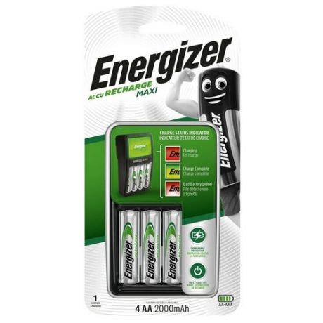Зарядное устройство Energizer Maxi: 2/4 слота AA/AAA, + 4 акк. AA 2000mAh
