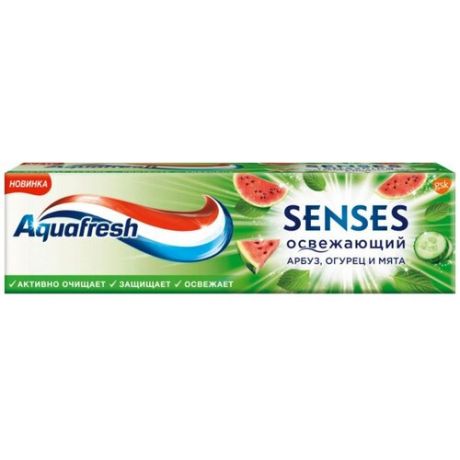 Зубная паста Aquafresh Senses Освежающий арбуз, огурец и мята, 75 мл