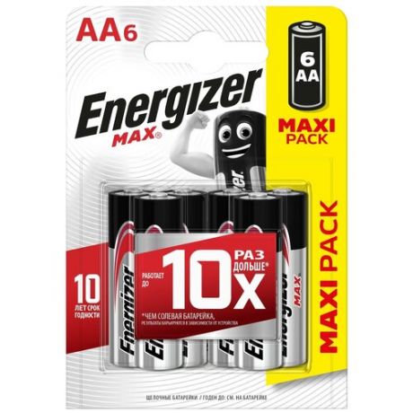Батарейка Energizer Max AA/LR6, 4 шт., 6 уп.