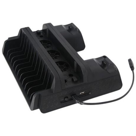 Вертикальная подставка + зарядная станция Multi-Functional Cooling Stand для PS4 / PS4 Slim / PS4 Pro DOBE, черная