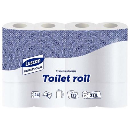 Туалетная бумага Luscan Professional Toilet roll белая двухслойная 24 рул.