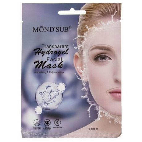 Mondsub Маска гидрогелевая Transparent Hydrogel Facial Mask розовая, 25 г