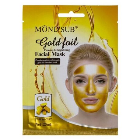 Mondsub Тканевая маска Gold Foil Firming & Brightening Facial Mask, 25 мл