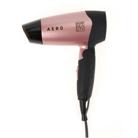 Фен DEWAL BEAUTY Aero Rose, дорожный, чёрно- розовый, 1400 Вт, 1 насадка