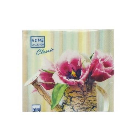 Салфетки бумажные, трехслойные Home Collection "Натюрморт с тюльпанами", 33х33 см (20 штук)