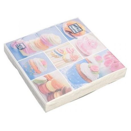 Салфетки бумажные, трехслойные Home Collection "Воздушные пирожные", 33x33 см (20 штук)