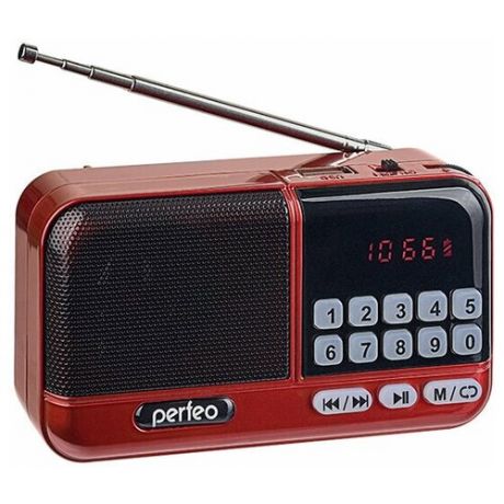 Радиоприемник цифровой Perfeo ASPEN FM+ 87.5-108МГц/ MP3, красный