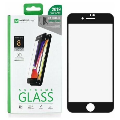 Защитное стекло для Apple iPhone 8 / SE 2020 / 7 Amazingthing Ex Bullet 3D / 3д повышеной прочности / Black 0.3mm / противоударное стекло / защита дисплея / закалённое стекло / 9H glass / олеофобное покрытие / защита экрана для телефона / 9H стекло / полноэкранное стекло / толстое защитное стекло / защита от царапин / стекло для телефона / закаленное стекло / олеофобное стекло / защита экрана от трещин / защита от падений