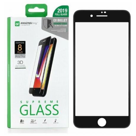 Защитное стекло для Apple iPhone 8 Plus / 7 Plus Amazingthing Ex Bullet 3D / 3д повышеной прочности / Black 0.3mm / противоударное стекло / защита дисплея / закалённое стекло / 9H glass / олеофобное покрытие / защита экрана для телефона / 9H стекло / полноэкранное стекло / толстое защитное стекло / защита от царапин / стекло для телефона / закаленное стекло / олеофобное стекло / защита экрана от трещин / защита от падений