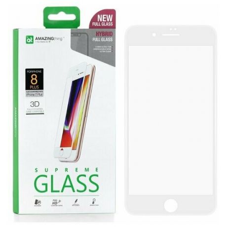 Защитное стекло для Apple iPhone 8 Plus / 7 Plus Amazingthing SupremeGlass Hybrid 3D / 3д с силиконовой рамкой / White 0.2mm / противоударное стекло / защита дисплея / закалённое стекло / 9H glass / олеофобное покрытие / защита экрана для телефона / 9H стекло / полноэкранное стекло / толстое защитное стекло / защита от царапин / стекло для телефона / закаленное стекло / олеофобное стекло / защита экрана от трещин / защита от падений