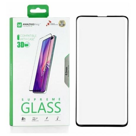 Защитное стекло для Samsung Galaxy S10+ / S10 Plus Amazingthing Side Glue 3D Black 0.3mm / противоударное стекло / защита дисплея / закалённое стекло / 9H glass / олеофобное покрытие / защита экрана для телефона / 9H стекло / полноэкранное стекло / толстое защитное стекло / защита от царапин / стекло для телефона / закаленное стекло / олеофобное стекло / защита экрана от трещин / защита от падений