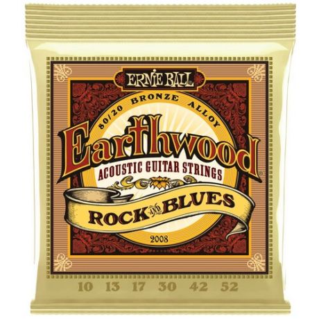 ERNIE BALL 2008 Earthwood 80/20 Bronze Rock&Blues 10-52 Струны для акустической гитары