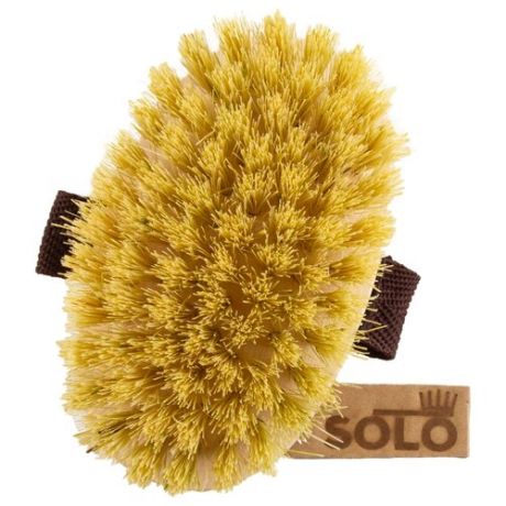 Щетка для сухого антицеллюлитного массажа SOLO березовая овальная щетина кактуса (темпико) жесткая с ремешком