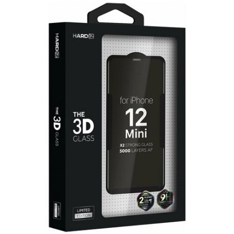 Защитное стекло (2в1) HARDIZ Premium Tempered Glass for iPhone 12 Mini: The 3D Glass Черное