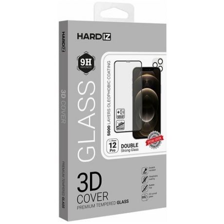 Защитное стекло HARDIZ Premium Tempered Glass foriPhone 12 Pro (с задней камерой): 3D Cover Черное