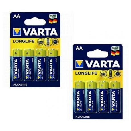 Набор из 8 батареек Varta Longlife AA (2 уп. по 4 шт. в блистере)