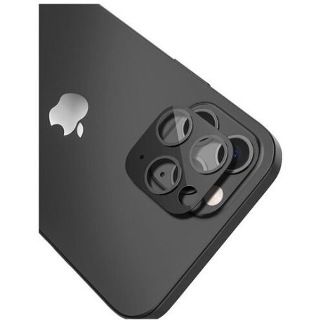 Защитное стекло для камеры iPhone 12 Pro Hoco 3D Metal Frame Flexible A18 - Черное